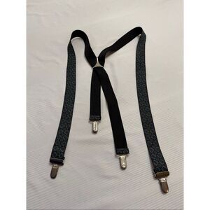 Pelican USA Vintage Black Blue Green Y Back Suspenders Snap Clips